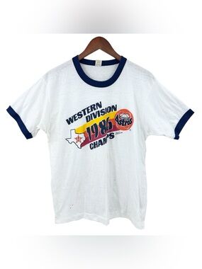 Screen Stars Vintage HOUSTON ASTROS 1986 Shirt White Western Champ Ringer